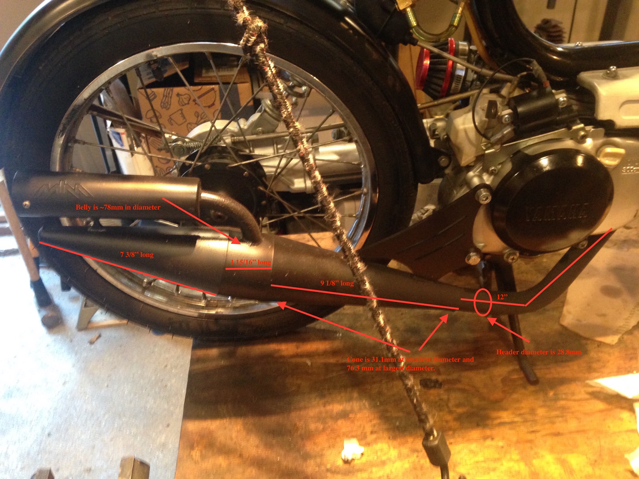 qt50 MLM exhaust dimensions – Yamaha QT50 luvin and other nopeds